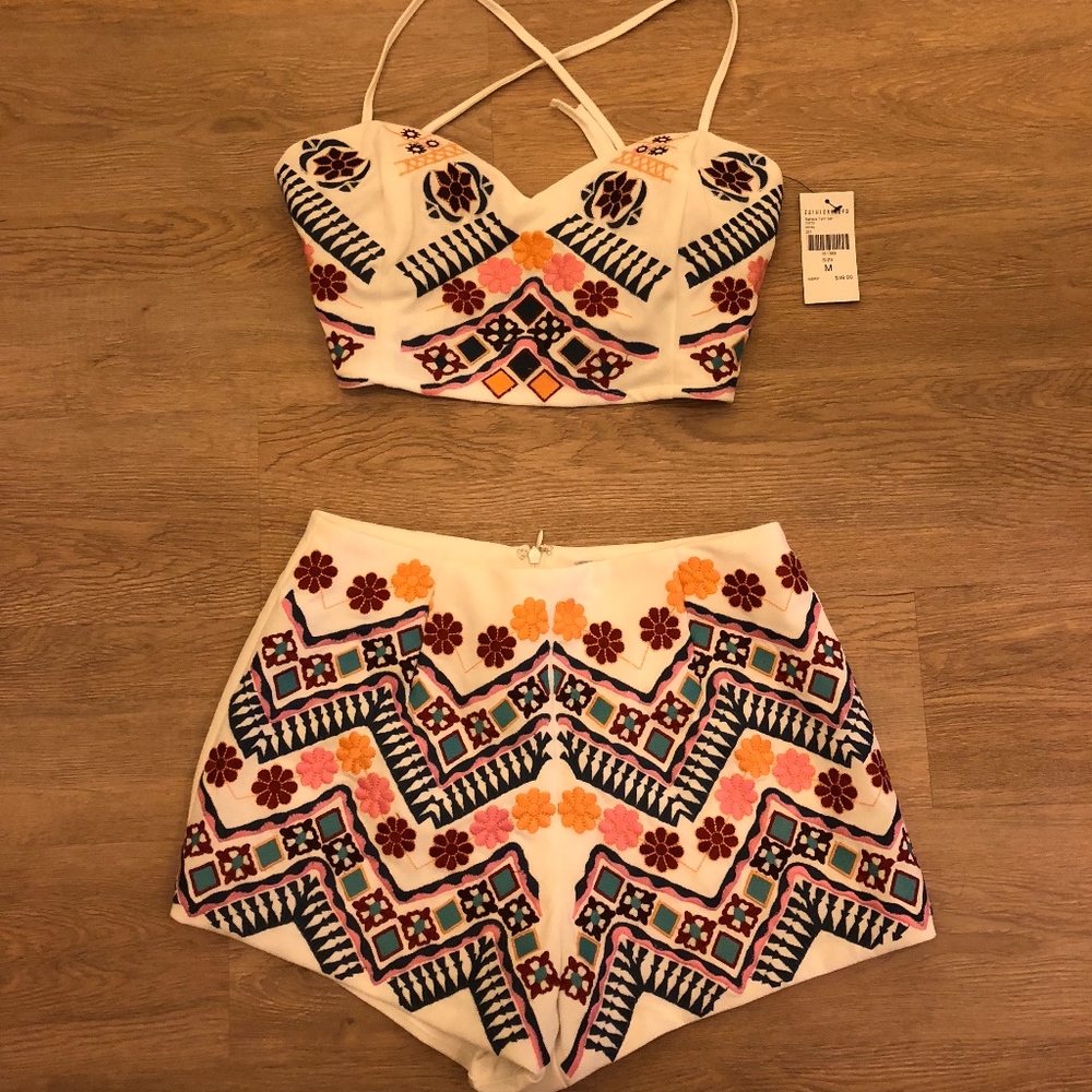 NWT Fashion Nova embroider short set